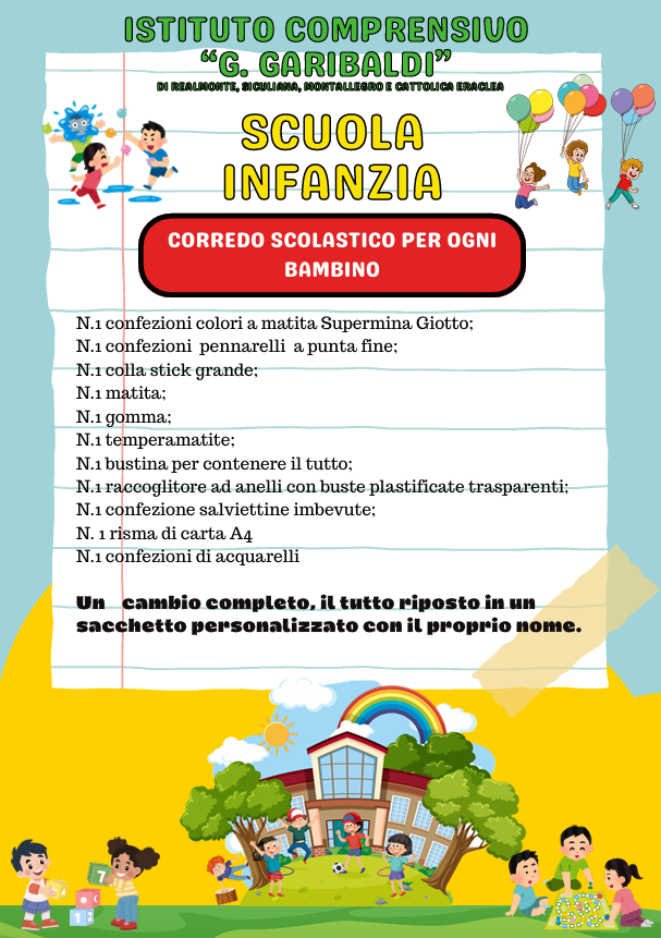 Corredo scolastico scuola dell’infanzia